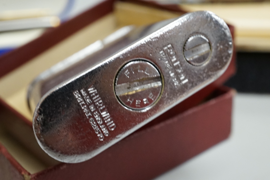 A cased Messenger pen and pencil set, a Waterman pen, etc.